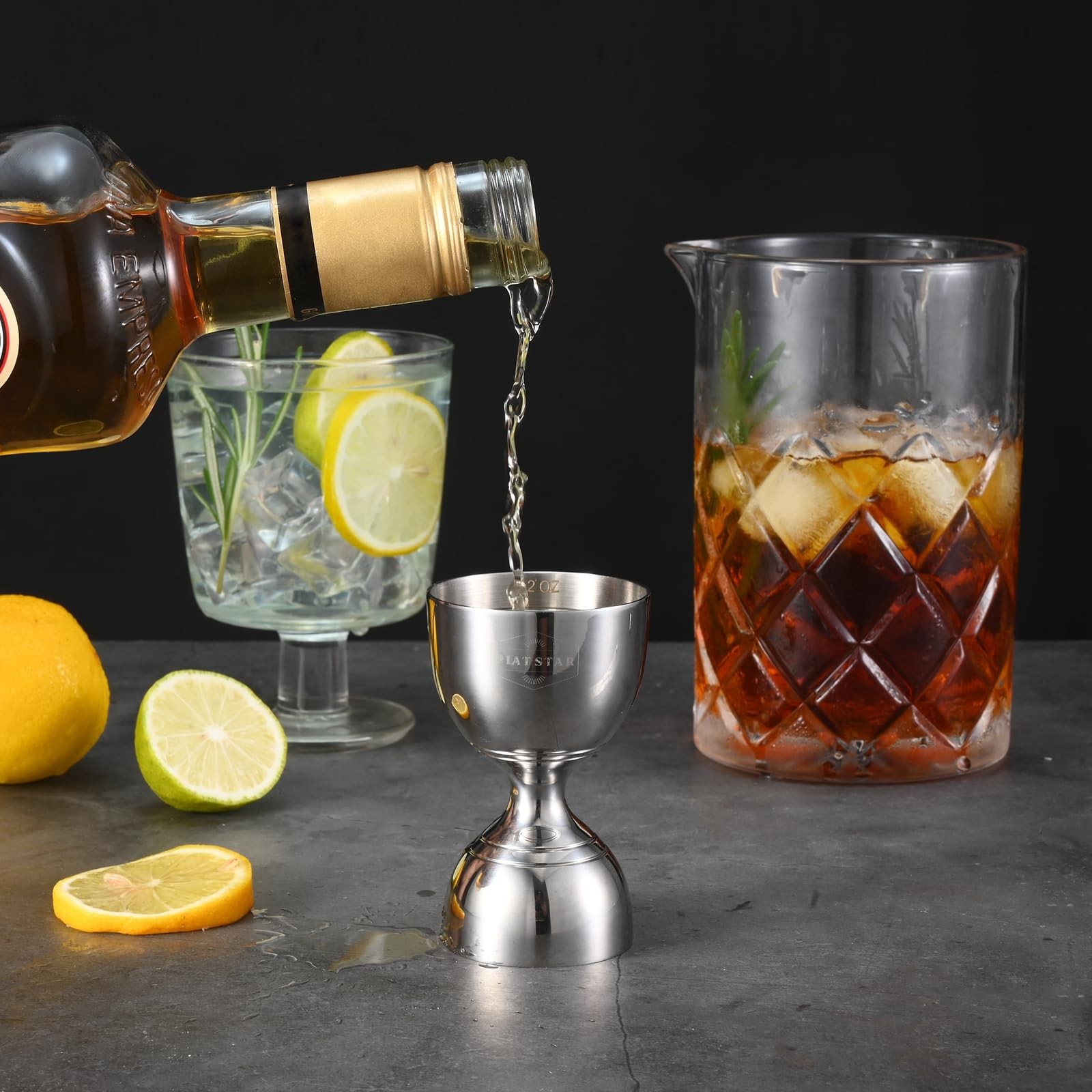 Plat Star Cocktail Measuring Jigger, Shot Measure Dia 2inch X 3.4inch, Silver