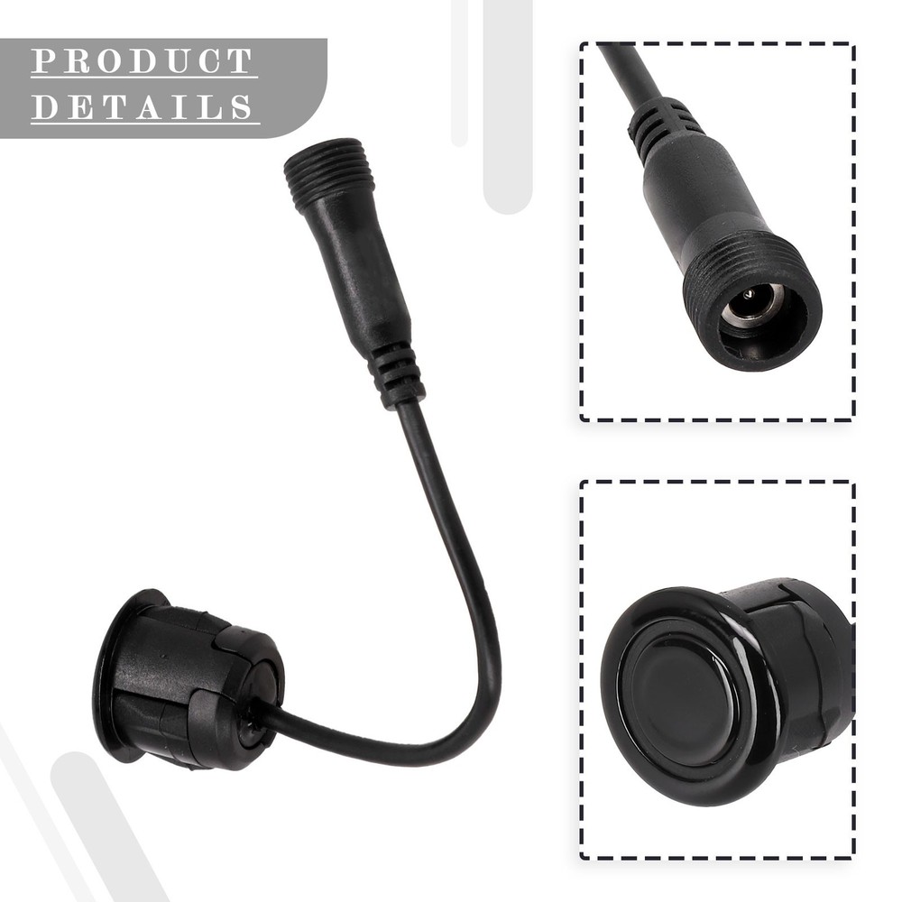 Black Car Reverse Parking Sensor with 0 2m Cable 18 5mm Size Easy Installation