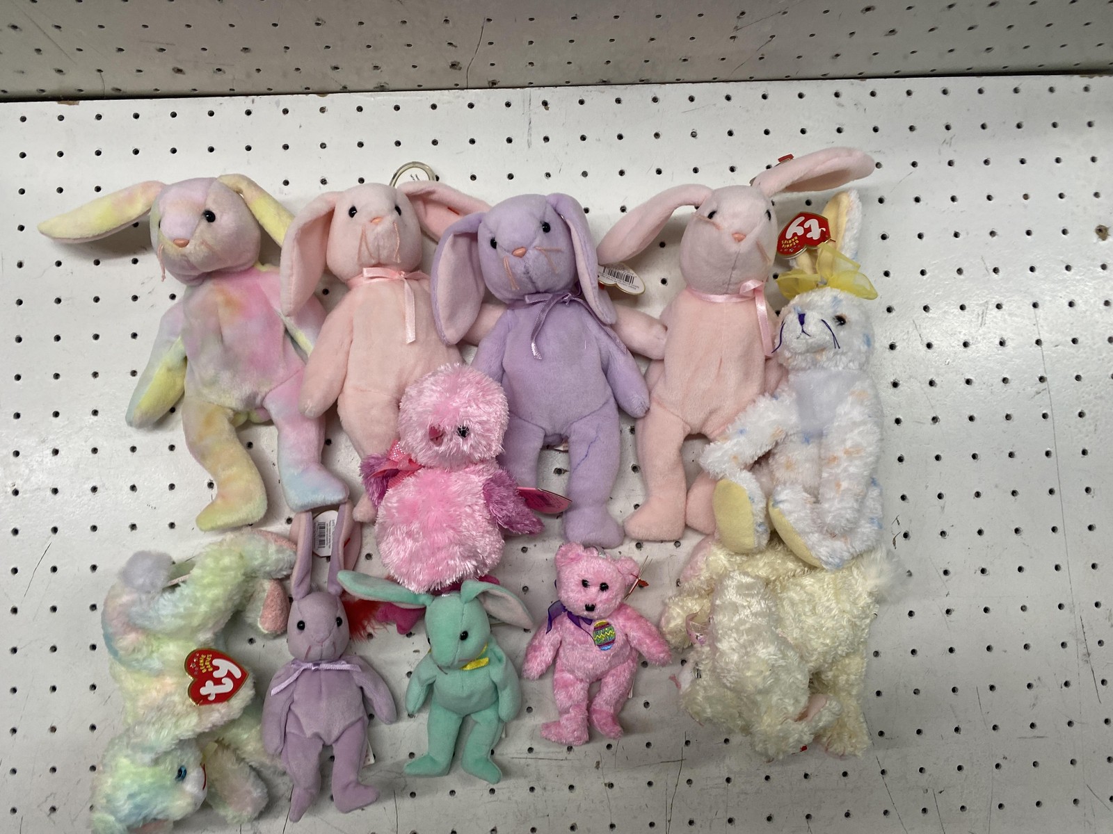 Vintage Ty Easter Bunny Chick Bear Plush Lot 11 Small Pastel Stuffed Animal Toys