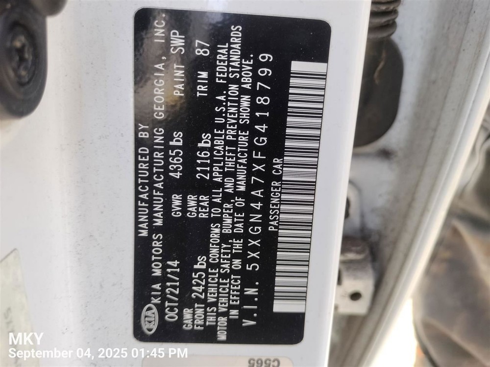 LEFT REAR DOOR WINDOW REGULATOR OEM 2011 KIA OPTIMAKIA