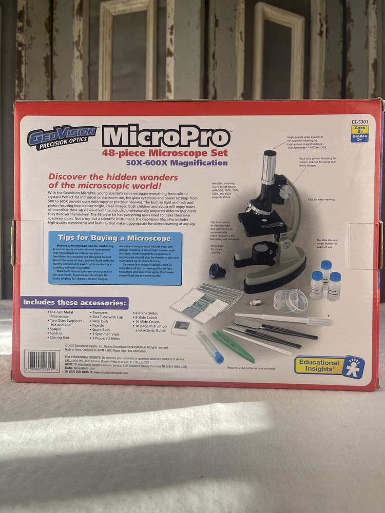 GEOVISION MICROPRO 48 PIECE MICROSCOPE LAB SET w/ Instruction Guide {NIP}