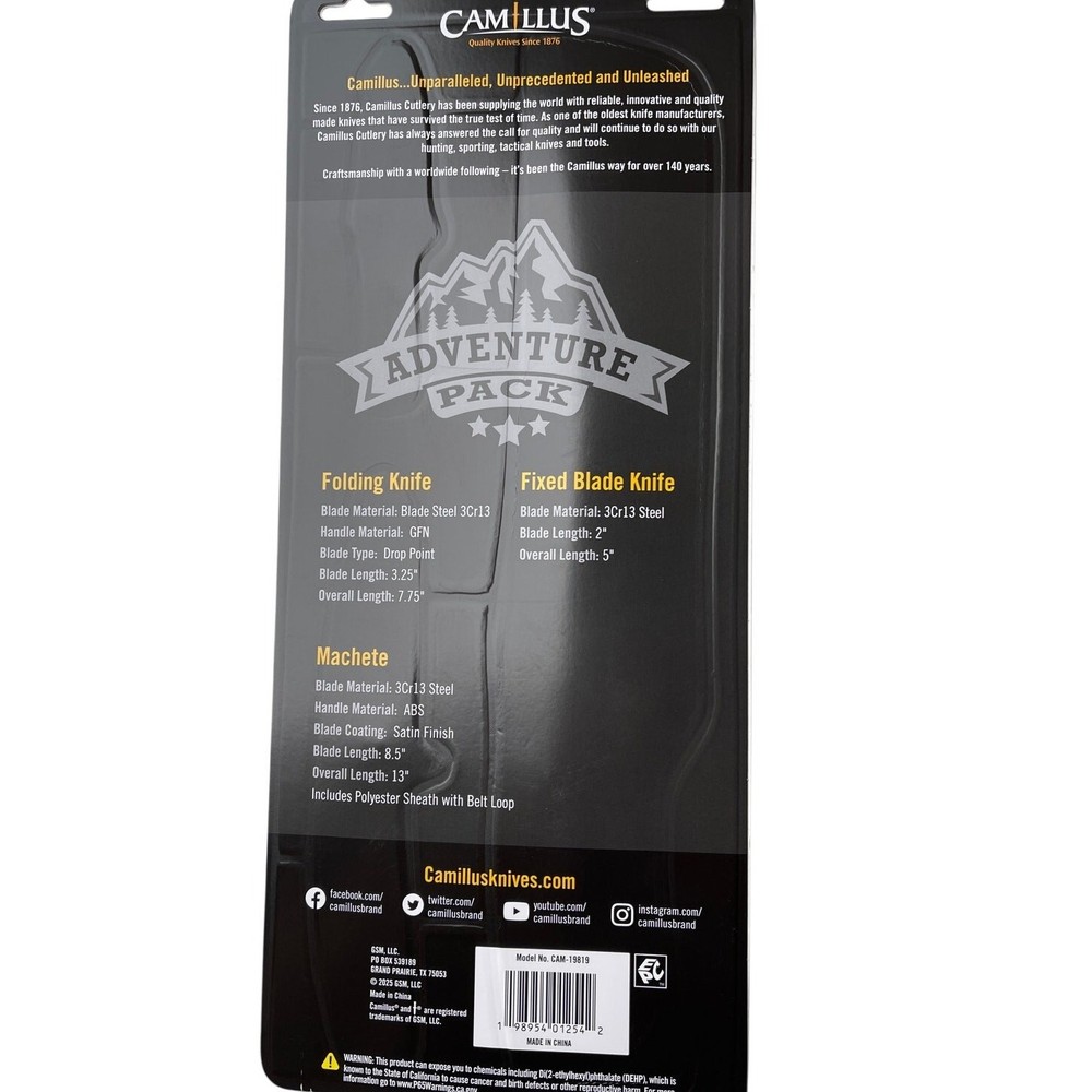 New Camillus Carnivore X 3 Blade Adventure Pack Knife Set