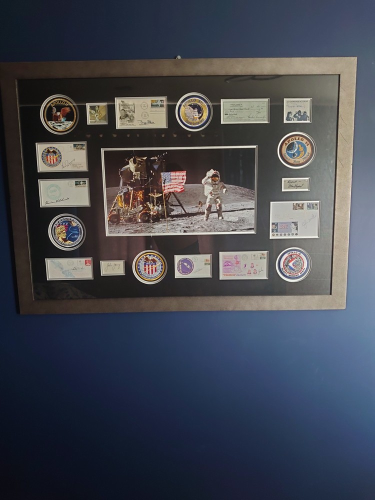 Rare Framed Apollo moon landing memorabilia, includes authentication certificate