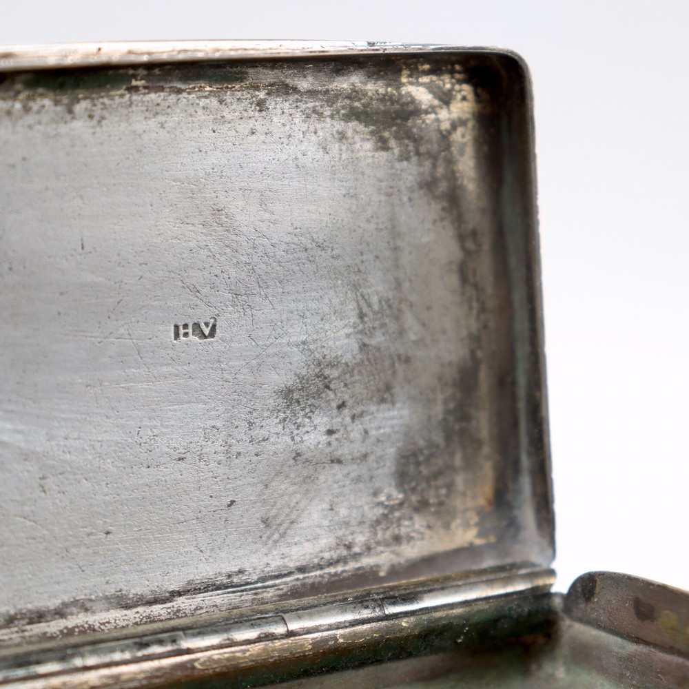 Antique Viennese or Austrian Engine-Turned Silver Card Case or Snuff Box.