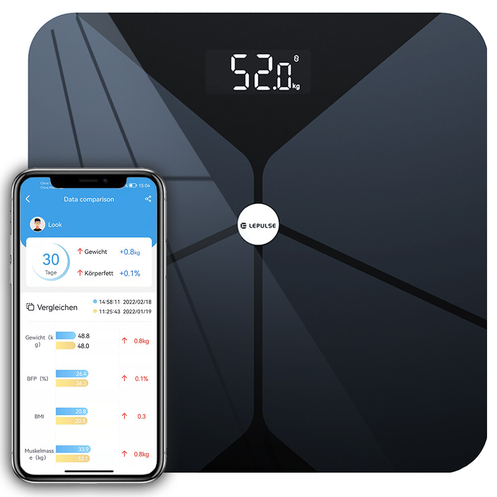 Lepulse Digital Body Weight Scale Bathroom LCD Display Durable Tempered Glass