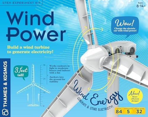 STEM Wind Power Experiment Kit - Build 3ft Wind Turbine, Explore Renewable Energ
