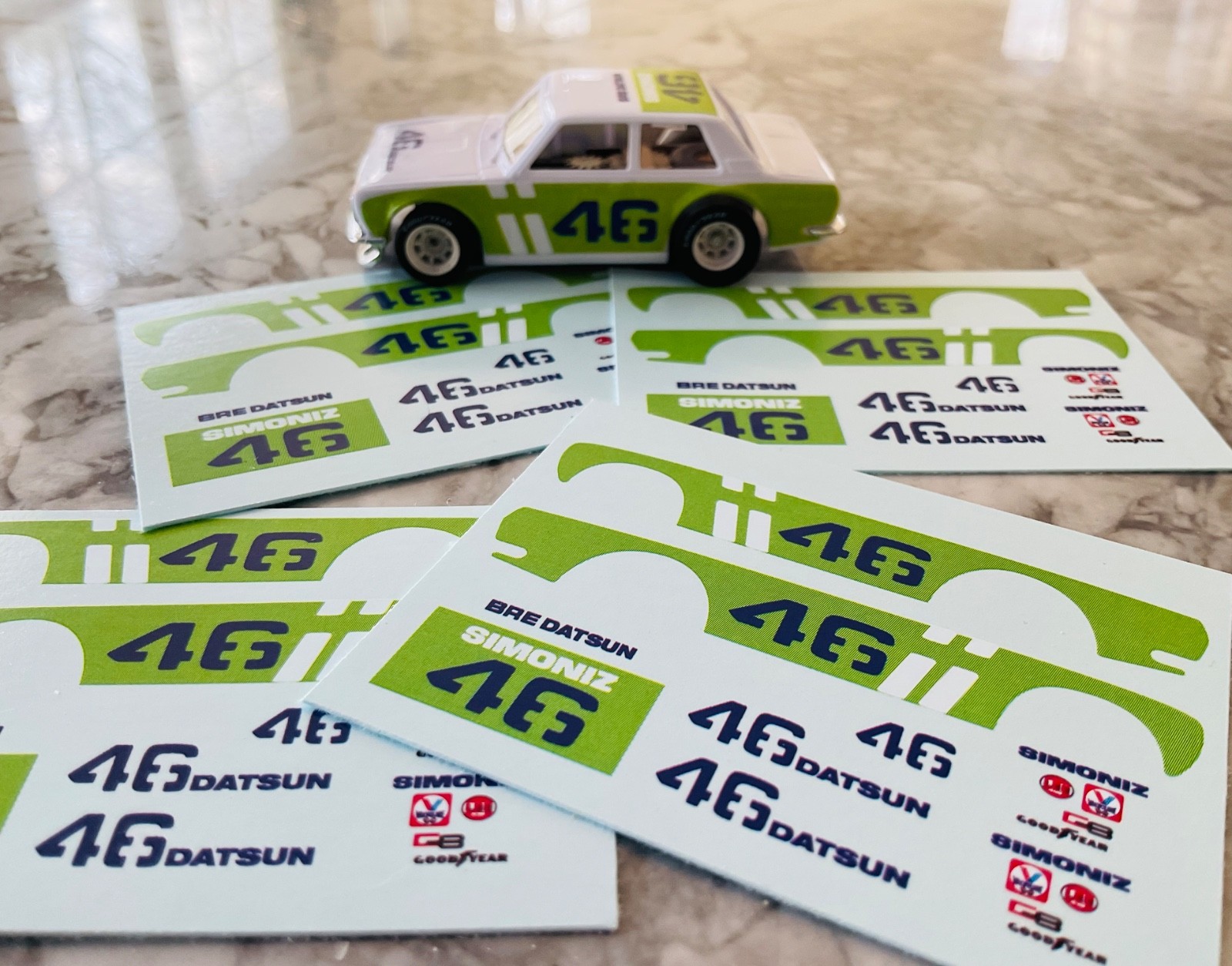 Auto World AFX Green DATSUN 510 Decals