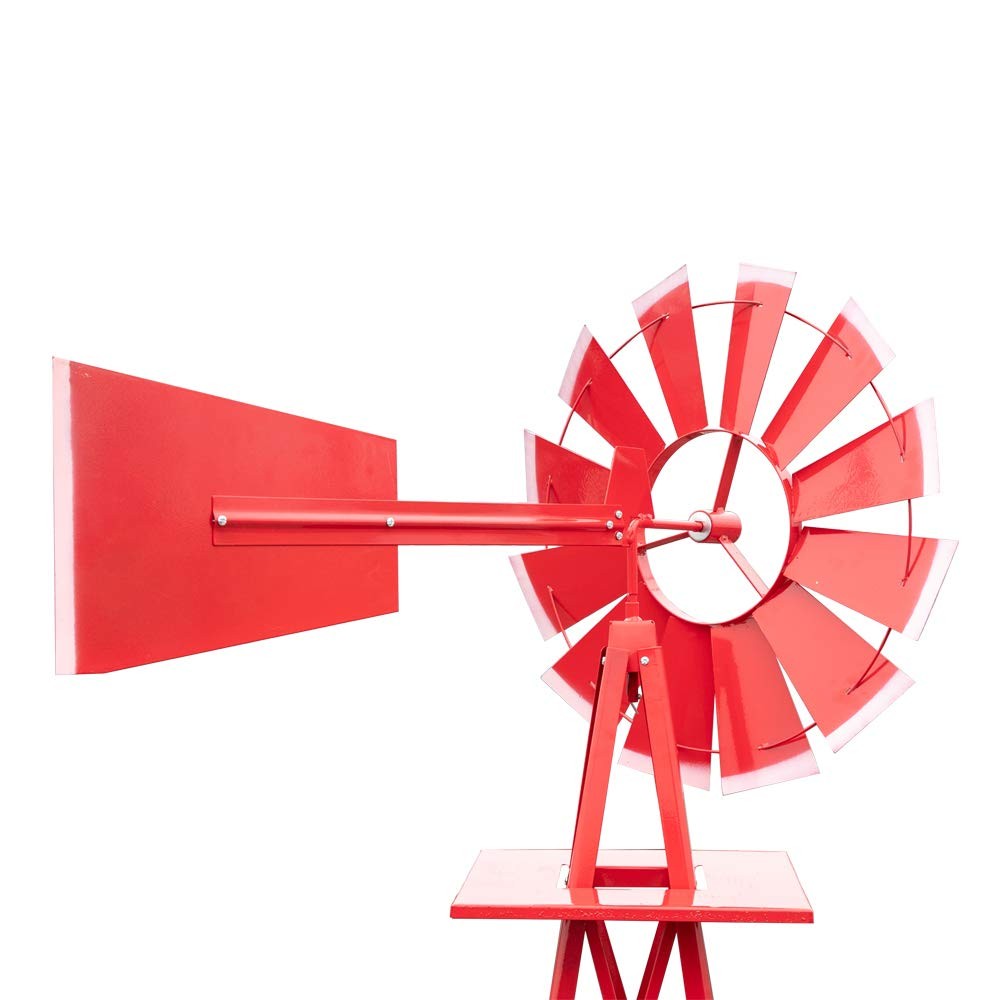 DANGRUUT 8FT Ornamental Windmill Weather Vane Heavy Duty Metal Red