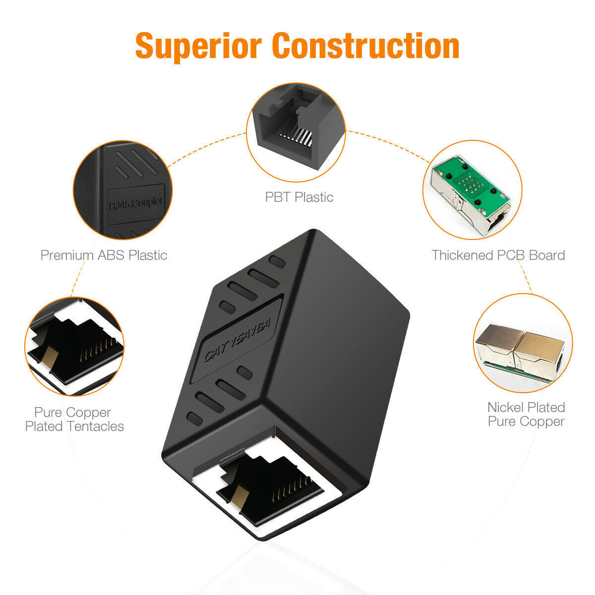 10 PACK RJ45 Inline Coupler Cat6/Cat5e Ethernet Network Cable