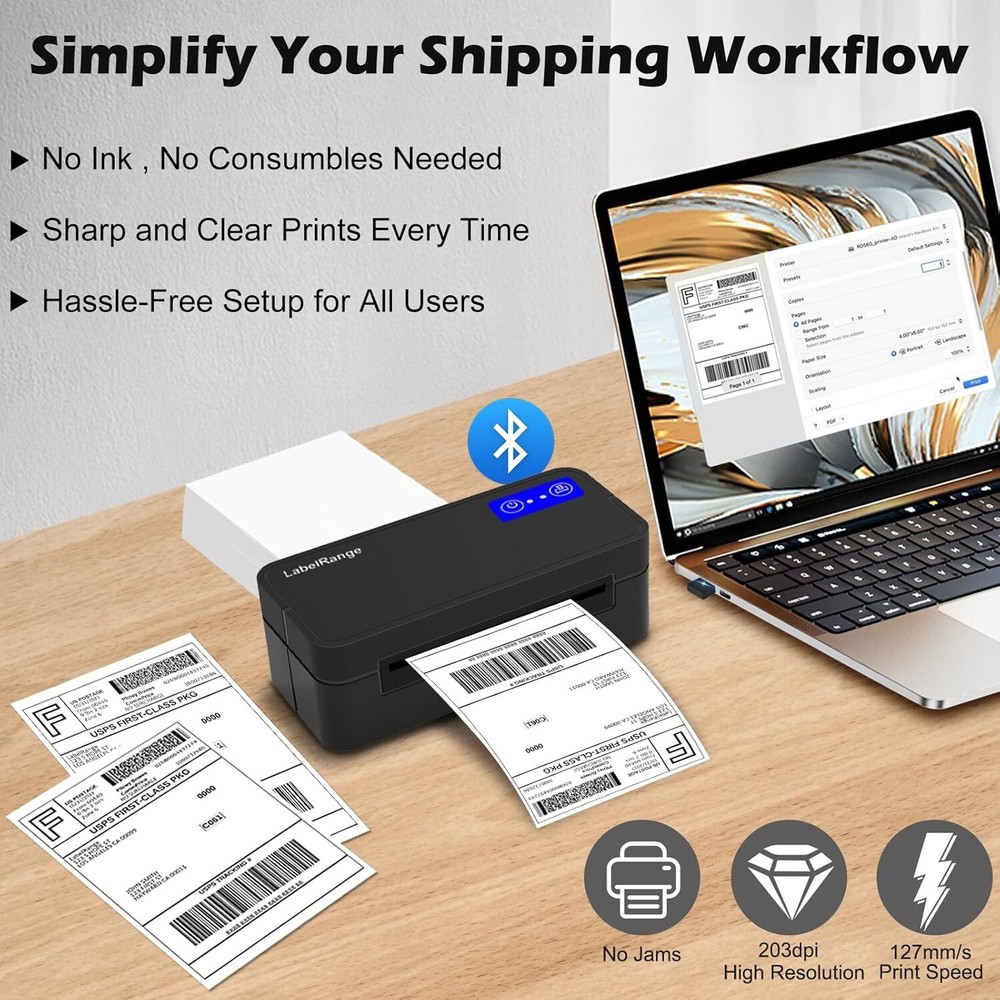 Bluetooth Thermal Label Printer LabelRange RD560 for Mac,Windows,Iphone,Android