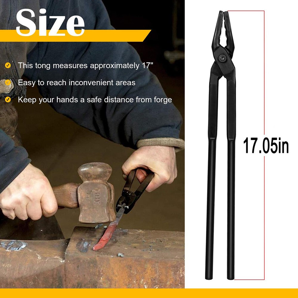 17" Blacksmith Wolf Jaw Tongs Knife Forging Tool For Beginner Master Blacksmiths