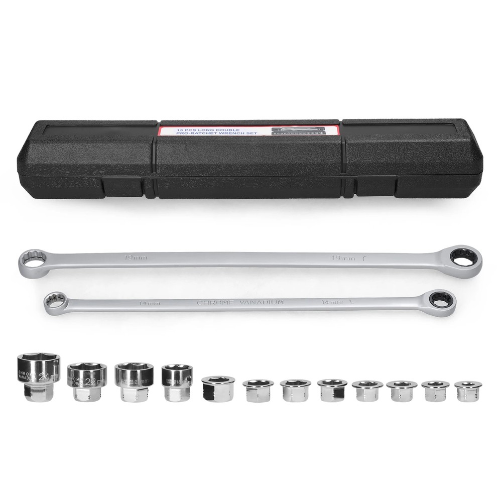 15-in-1 Ratchet Wrench Set - Adjustable Torque Socket Tool Kit