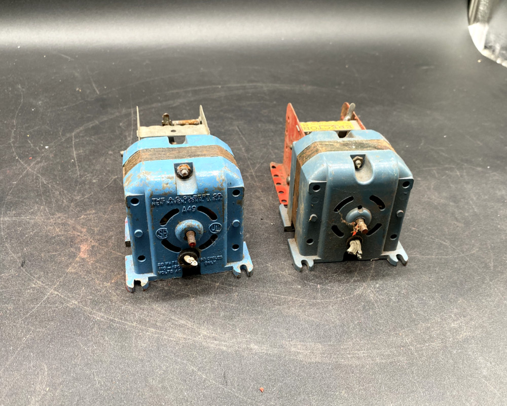(2) ERECTOR A49 ELECTRIC ENGINE, A.C. GILBERT W/ RED & SILVER GEARBOX, NO CORD