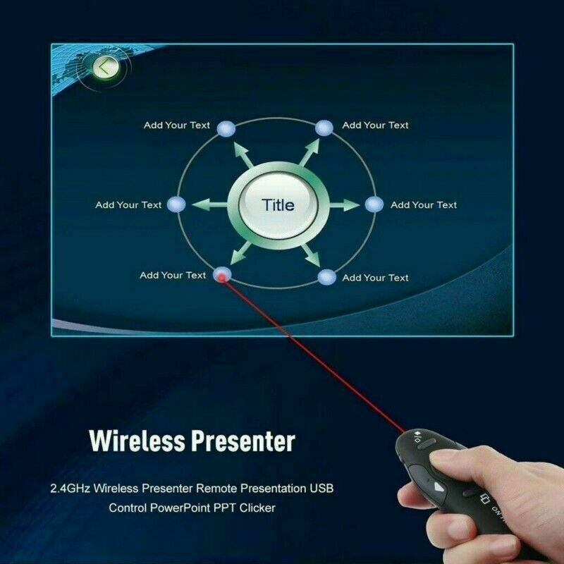 USB Powerpoint Clicker Wireless Remote Control PPT Presenter Pointer Pen NLK