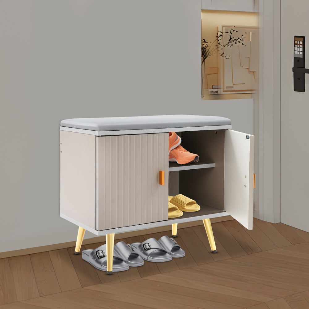 Freestanding Shoe Storage Bench Rectangular Shoe Bench with Cabinet Storage NEW