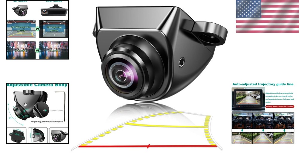 Versatile Waterproof Reverse Backup Camera with Adjustable Angle & Dynamic Line