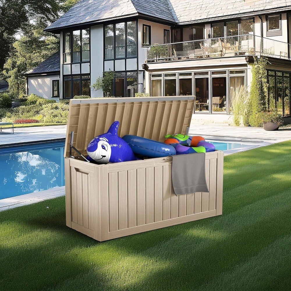 Outdoor Deck Container Waterproof Resin Storage Box with Lockable Storage Bin