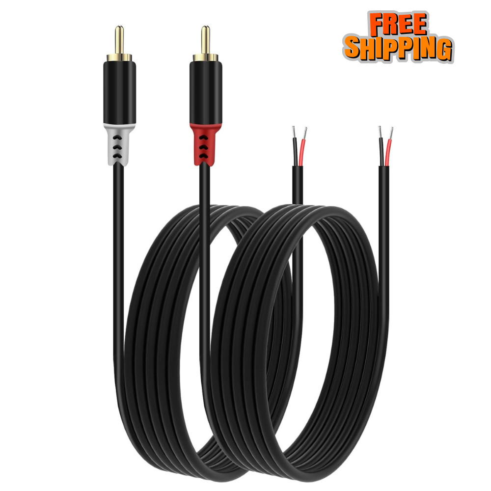RCA to Speaker Wire Adapter, 2 Bare Cables Plug Adapter - 6.6FT