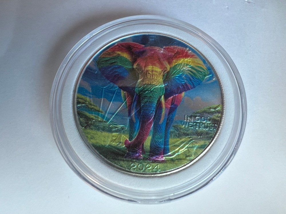 Rainbow Elephant - Pride - American Silver Eagle 1oz .999 Silver Dollar Coin