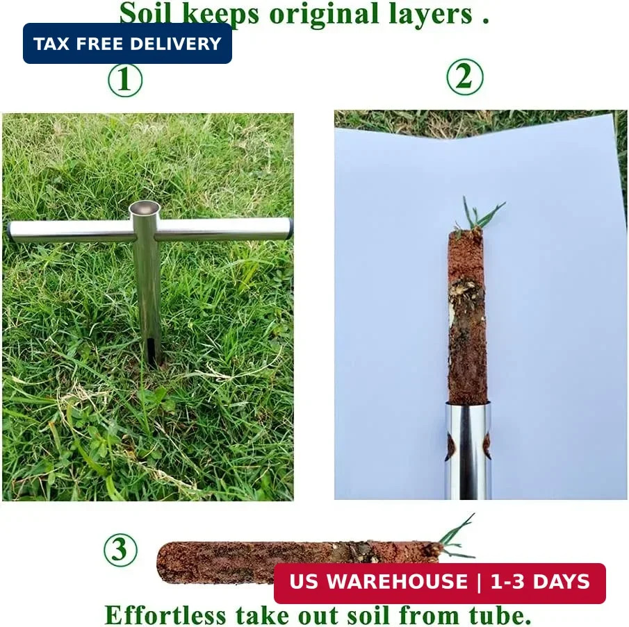 Soil Sample Probe 12 Inch with T Handle, Soil Sampler Tool, Soil Test Kit, Soil