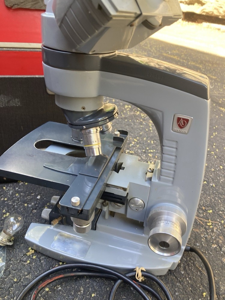 American Optical binocular compound Microscope with Power Cord And LENSE