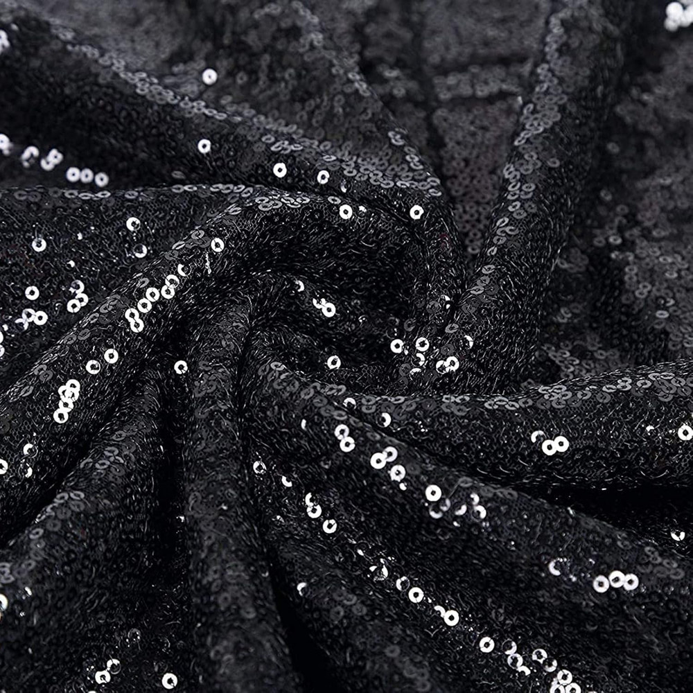Black Sequin Tablecloth 50" X 50" Square Glitter Table Cover Metallic Sequence T