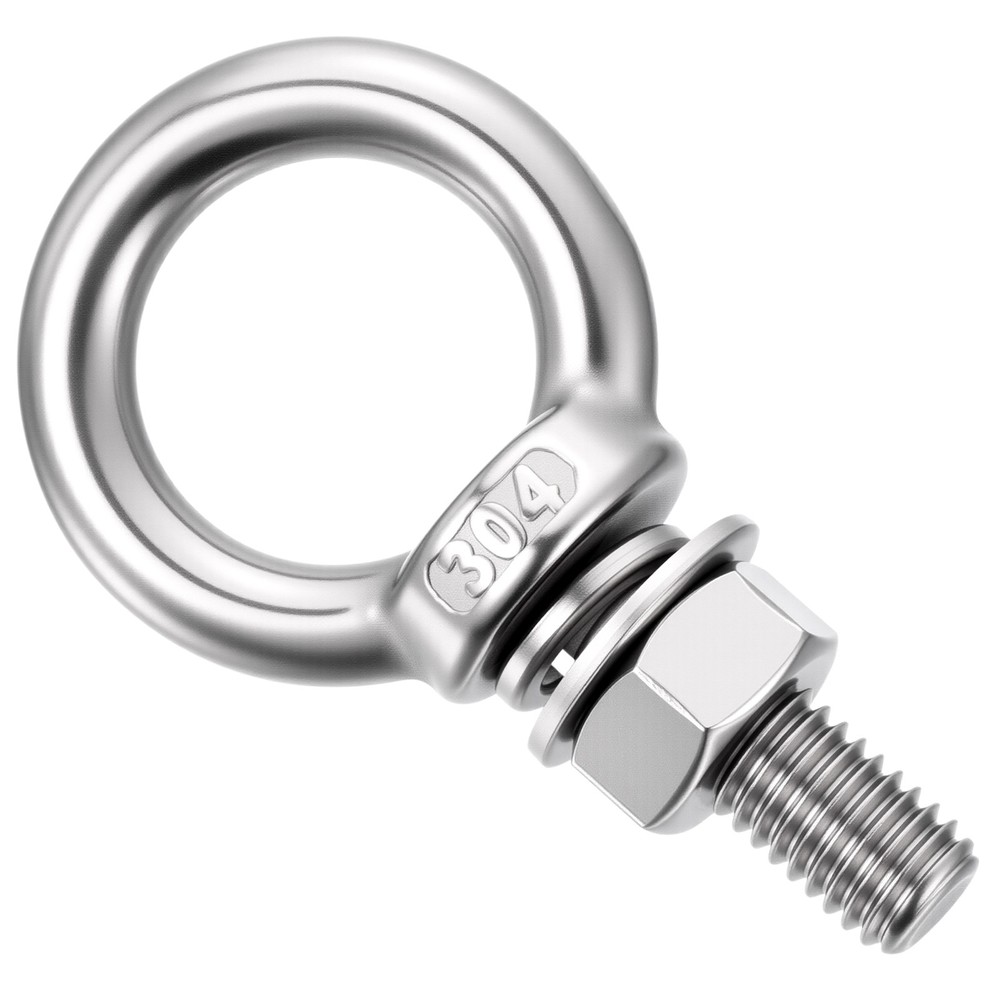 Shoulder Eye Bolt with Flat Washers & Nuts & Spring Washers (M10x30mm) 6Set