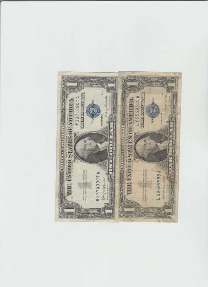 2 1957-A-B Silver Certificates(circulated))