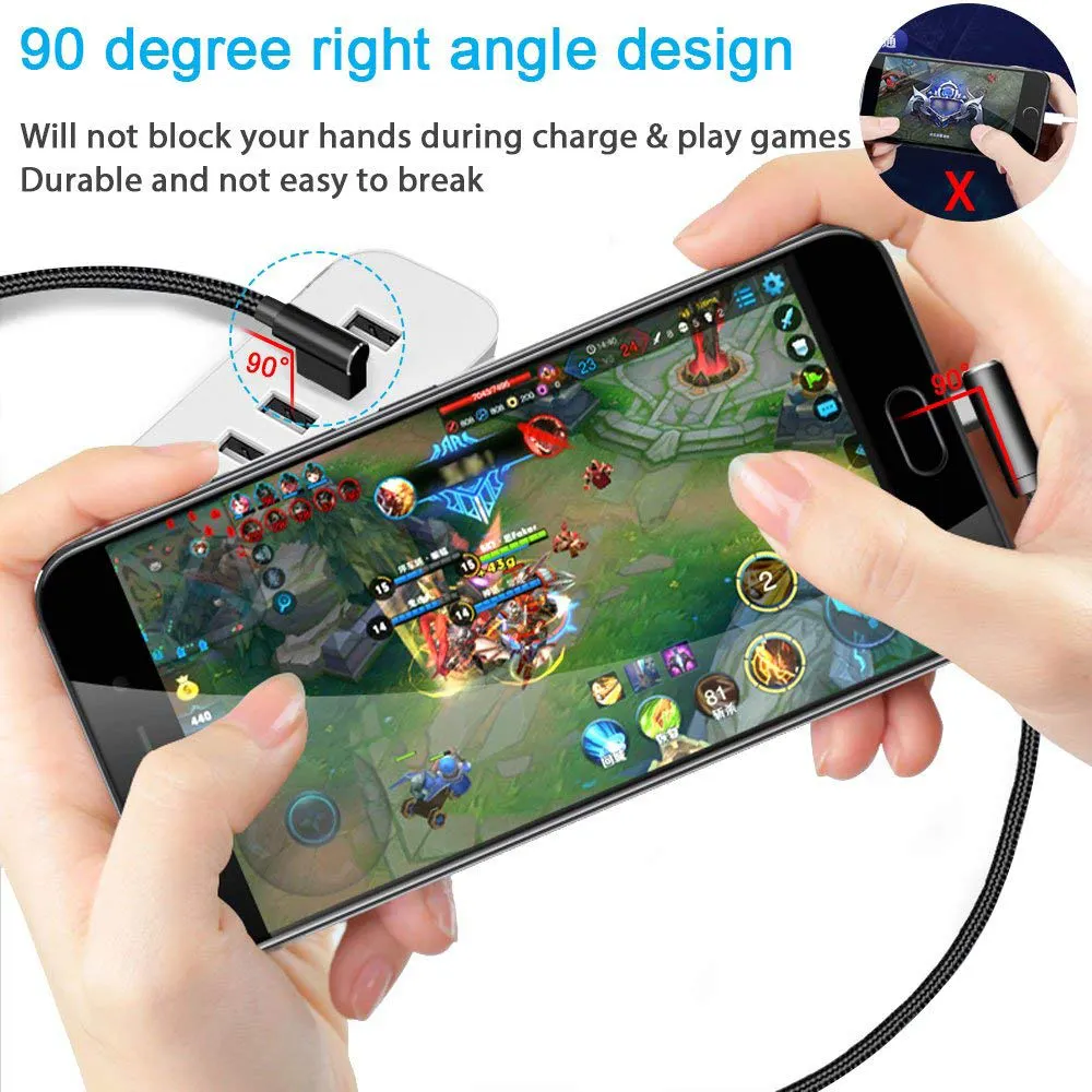 USB Type C Cable 90 Degree Right Angle Design USB-A to USB-C Charger Data Cord
