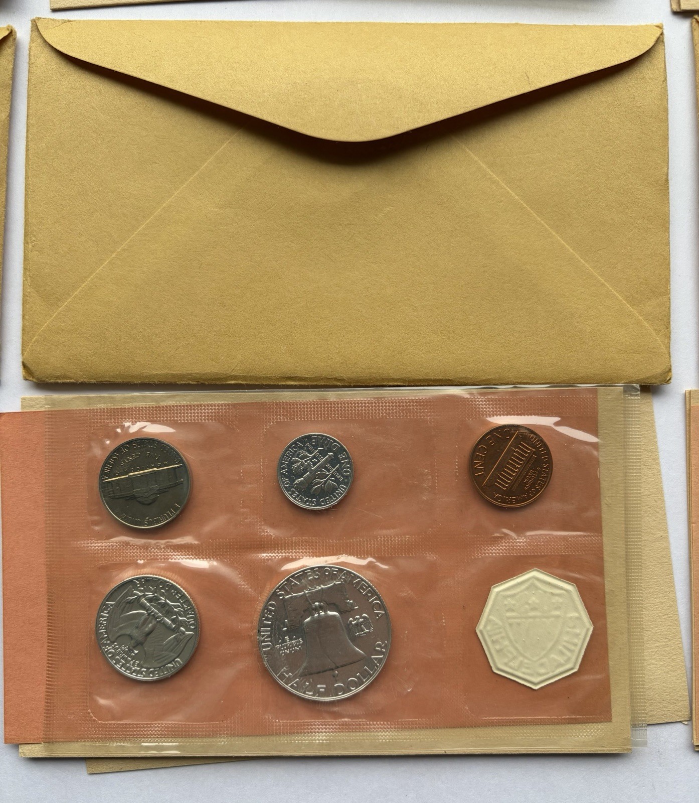 FRANKLIN HALF 1963 P U.S. MINT 90% SILVER PROOF SET 5 COINS & ENVELOPE & INSERT