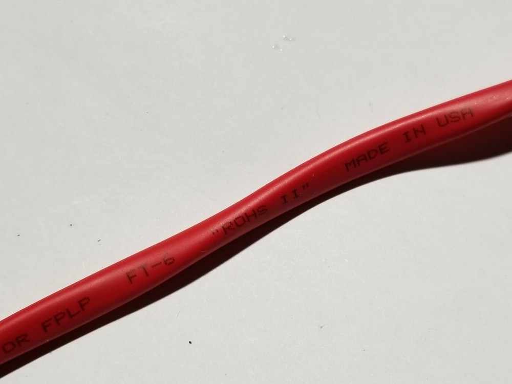 Lake Cable P122F 12/2C Solid Plenum Fire Alarm Cable Wire CMP/FPLP Red /50ft