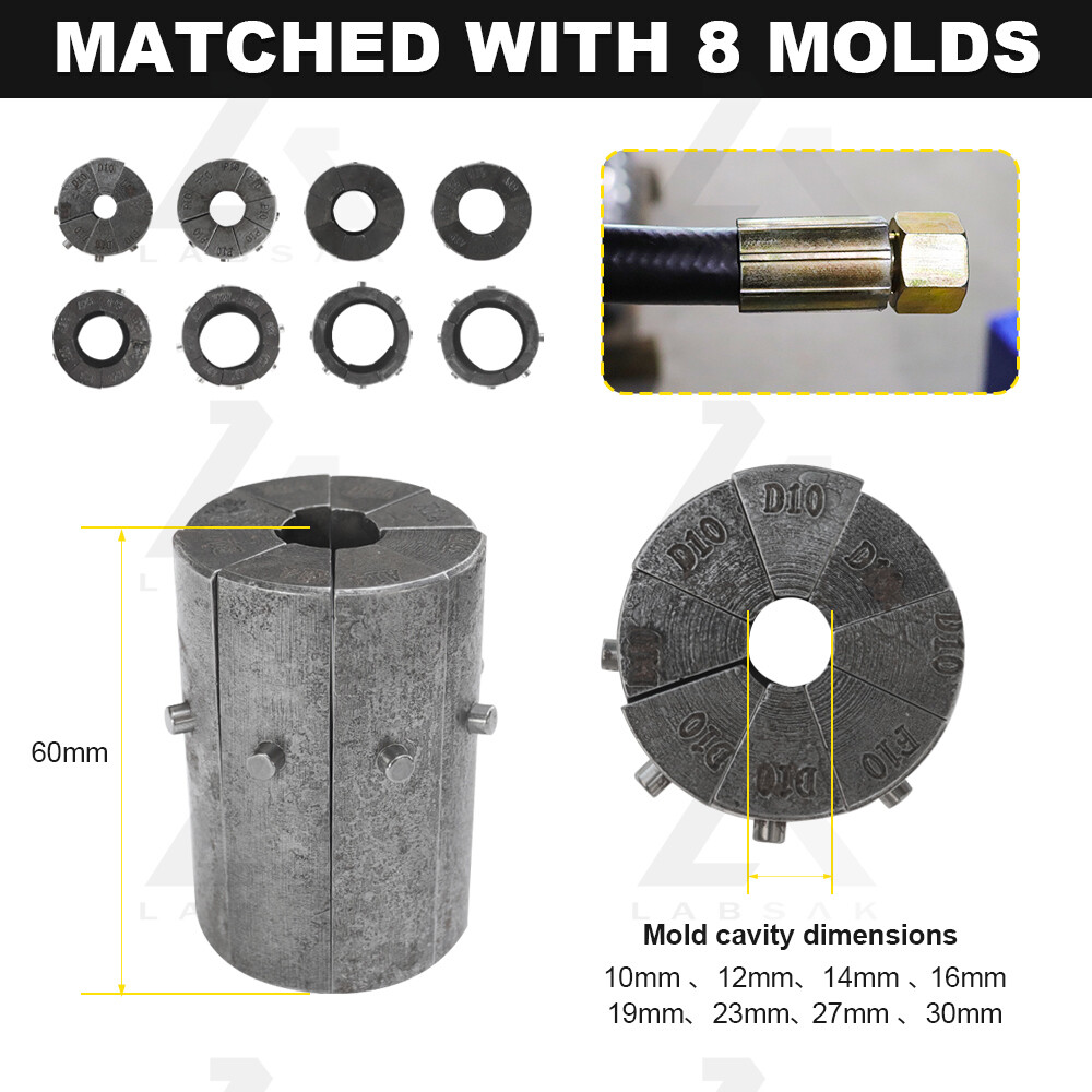 Hydraulic Hose Crimping Machine With 8 Set Magnetic Dies 1/8-1inch Hose Crimper