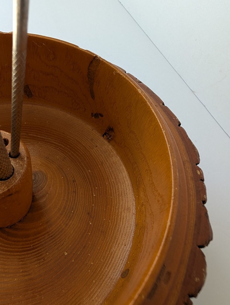 Vintage Rusticware Nut Bowl Set With Edge Tree Bark Nutcracker