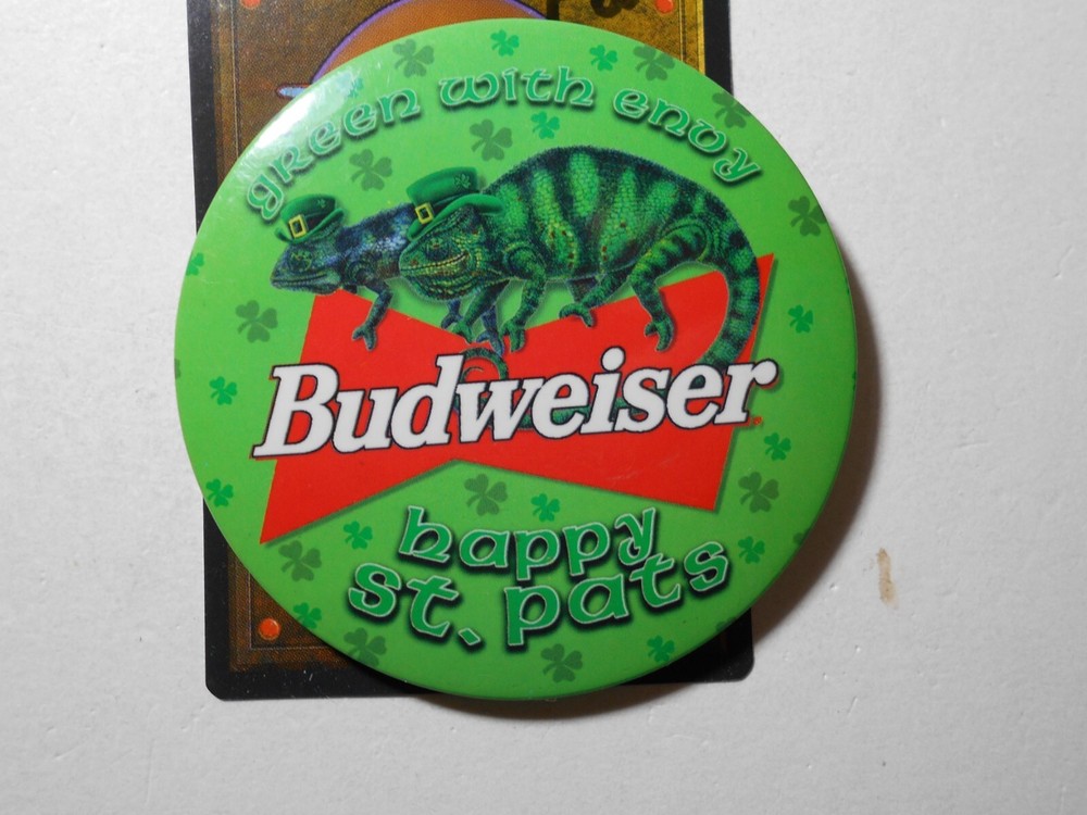 3" Budweiser Happ St. Pats beer cello pinback button