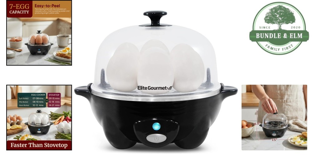 Versatile 7-Egg Cooker - Perfect for Hard, Medium, Soft Boiled & Poaching