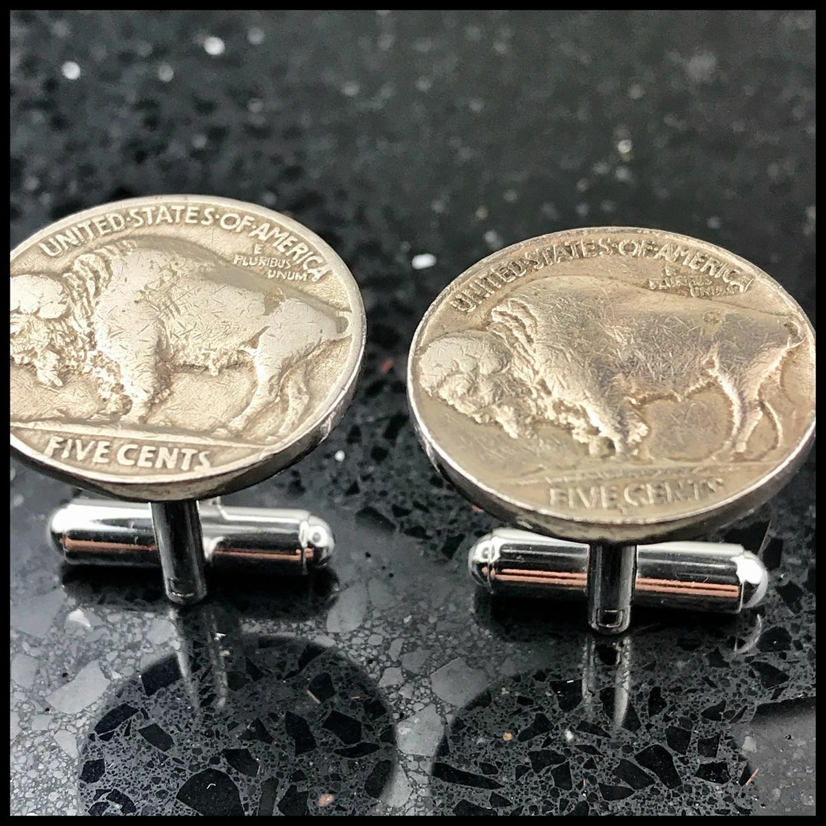 New Pair Cufflinks w/ Vintage Buffalo Nickels Authentic 5 Cent American Coins
