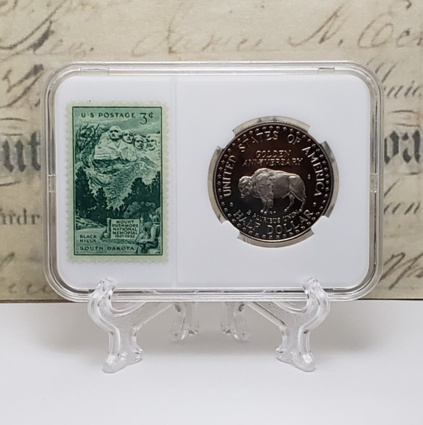 1991-S Mount Rushmore - Proof Half Dollar with Bison Buffalo Stamp W32