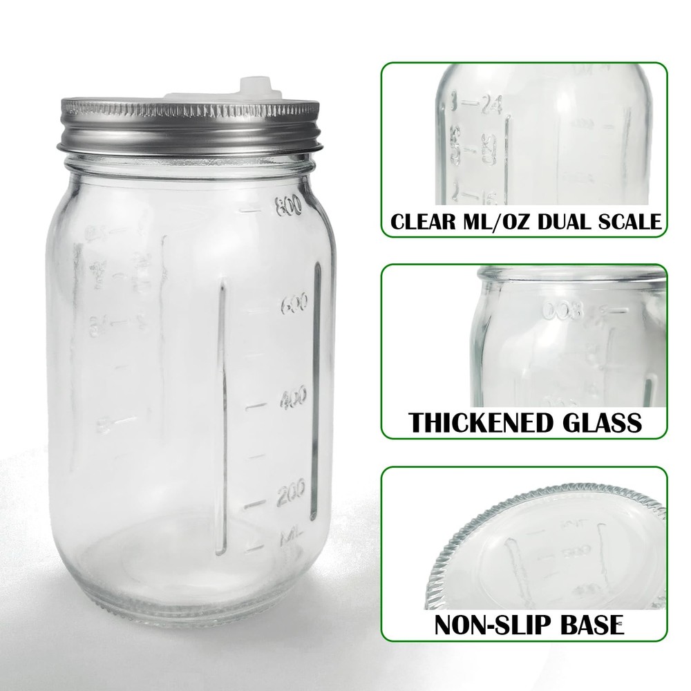 32 oz Mason Jar Fermentation Kit, 2 Pack 32 oz, Clear,Silver