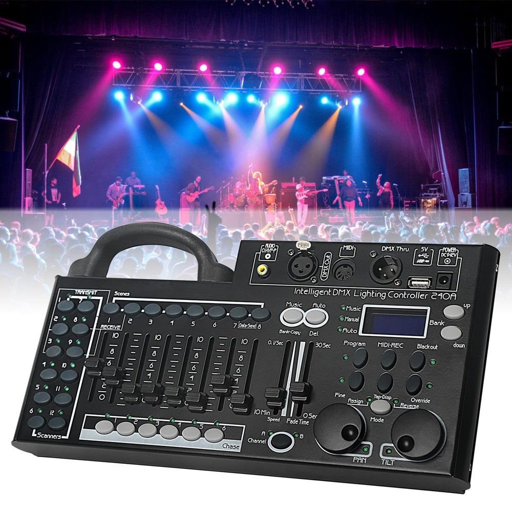 DMX Lighting Console, 240 Channels DMX 512 Controller for dj Lights, Equipped...