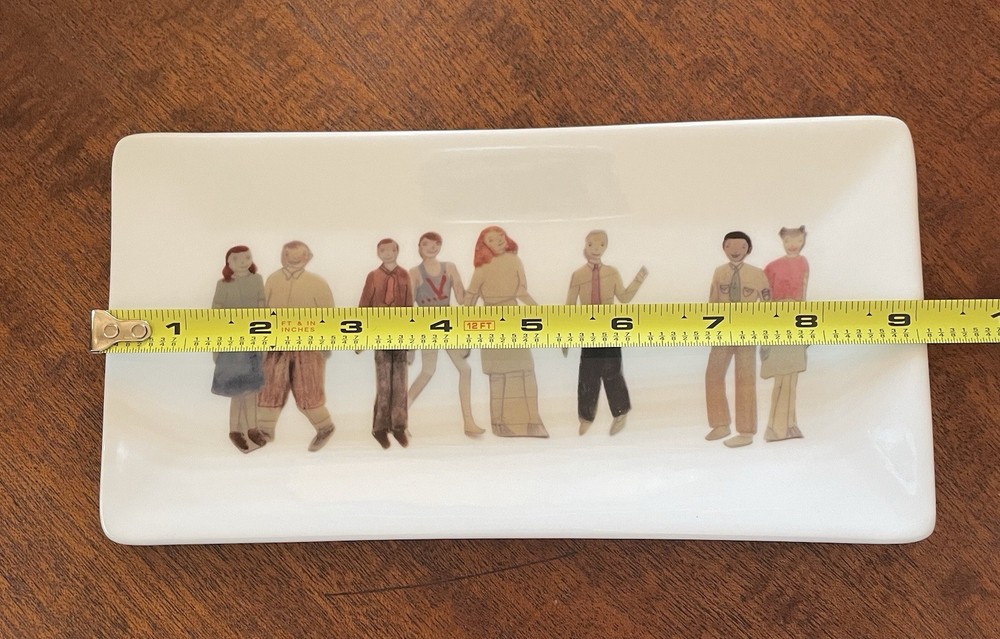 FISHS EDDY Paper Doll Box -No. 2 Small Ceramic Tray 9x5" Rectangle