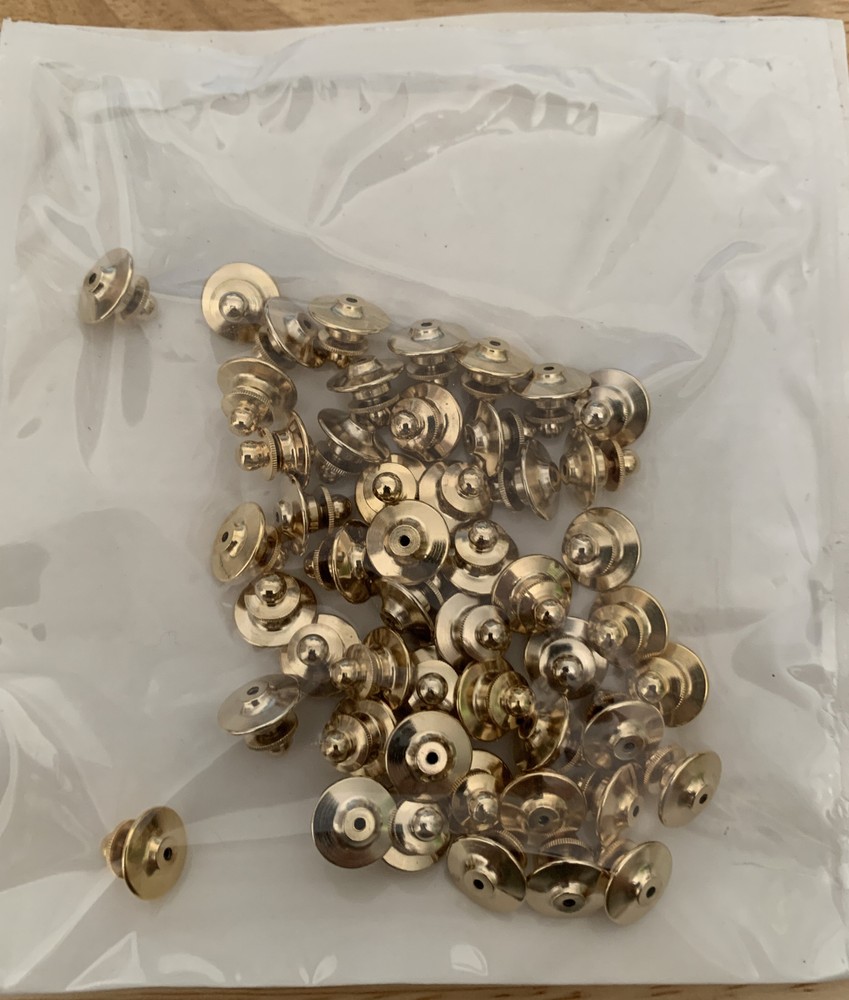 Locking Goldtone Pin Backs