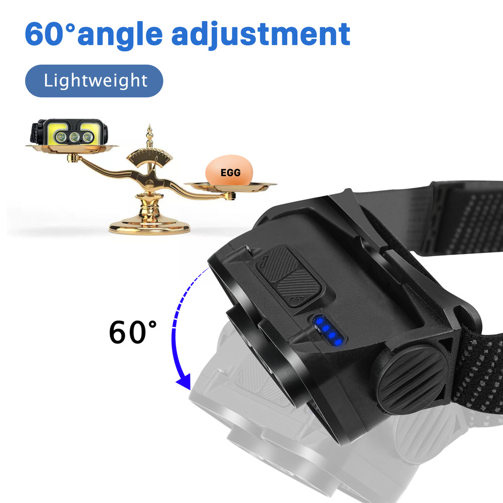 COB LED Headlamp USB Rechargeable Sensor Headlight Torch Work Light Dual Switch