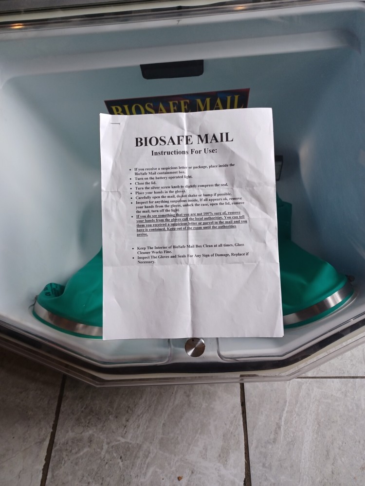 Bio safe mail containment box