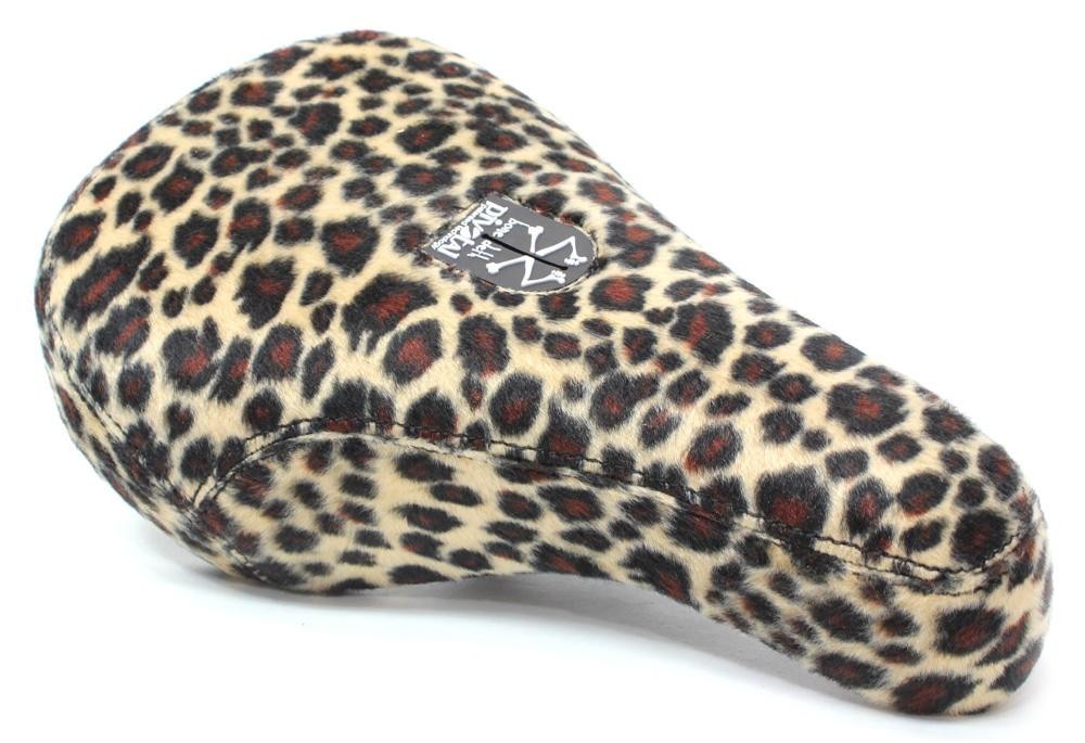 BONE DETH VIBRATOR MID PIVOTAL BMX BIKE SEAT FAUX LEOPARD FUR NEW