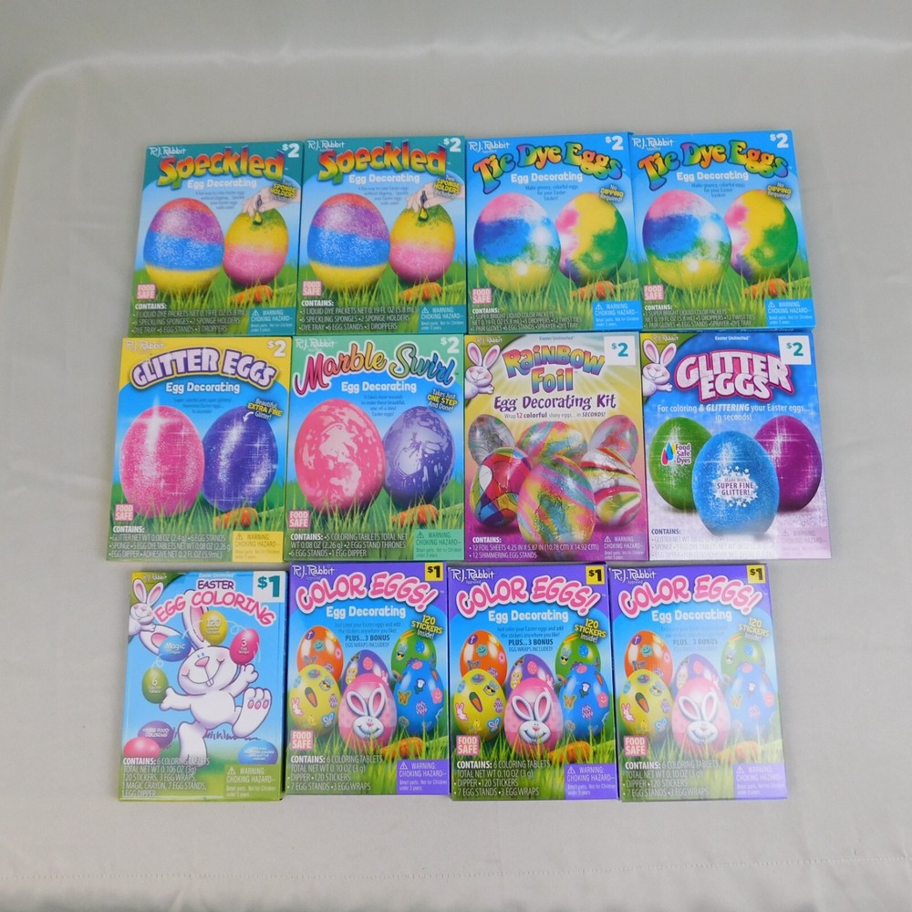 12 Box Easter Egg Decorating Coloring Kits Glitter Speckled Tie Dye Marble #9501