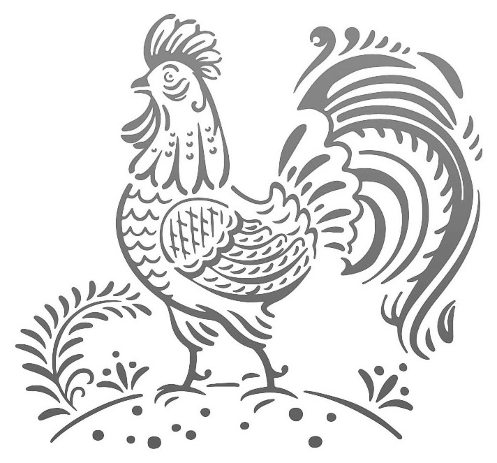 8"x8.5" Clear Plastic Stencil - Rooster (ME223)*****