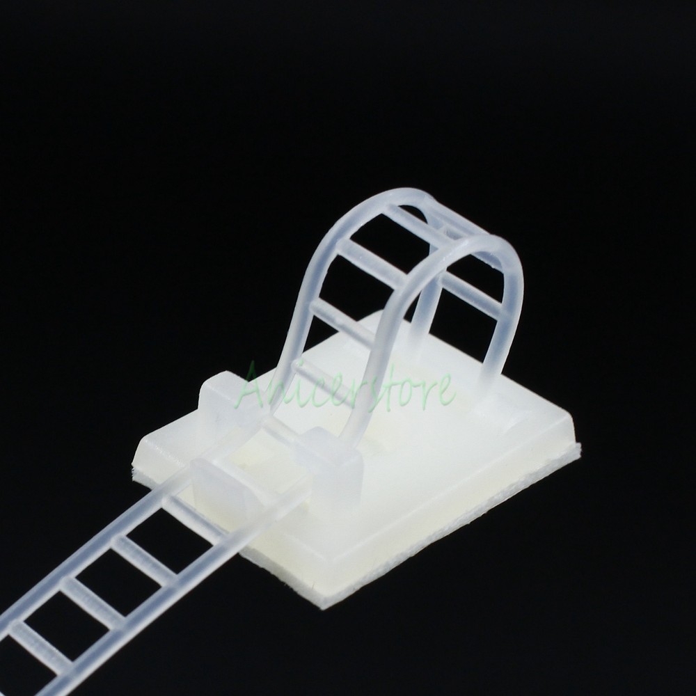 50x Self Adhesive Adjustable Wire Fixing Clamp Cable Tie Mount Plastic Sticker