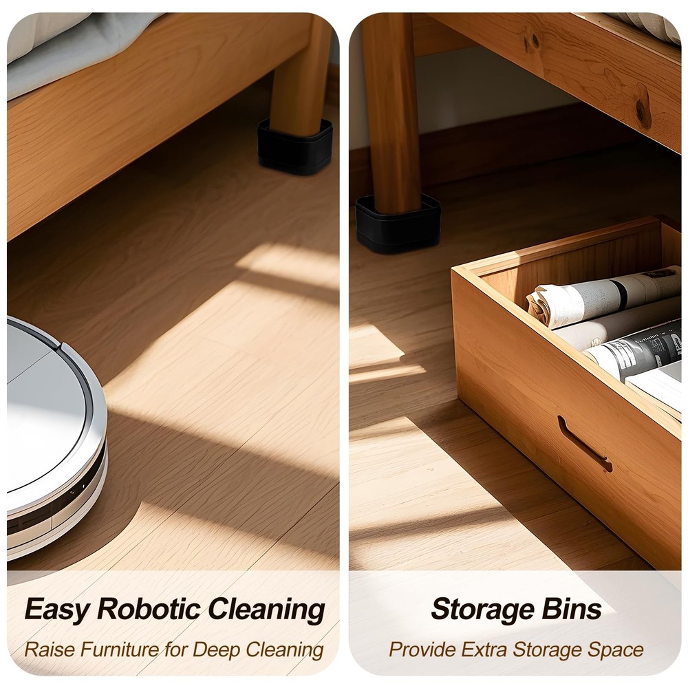 12 Pack Furniture Risers, Adjustable Bed Risers Heavy Duty Stackable Bed Raisers