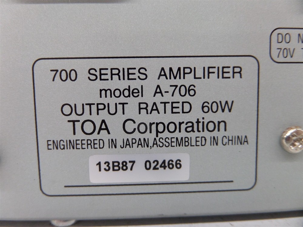 TOA A-706 700 Series Amplifier