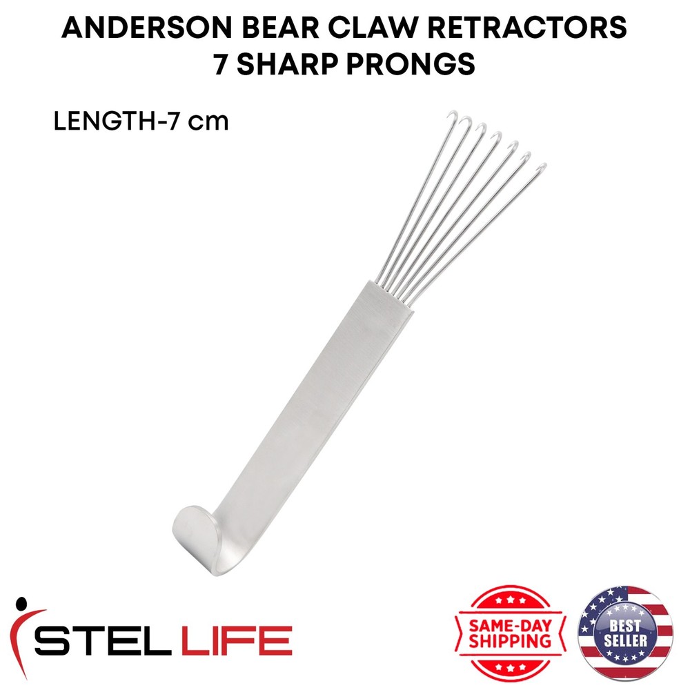Anderson Bear Claw Retractors Facelift Hook 7 Sharp Prongs Plastic Surgery Tools